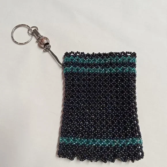 Hand Crafted  Beaded 3 1/2" Money-CC Holder Key Chain - Picture 4 of 6